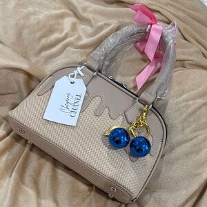 Cheyenne Chanel Beige Satchel with Blue Charms